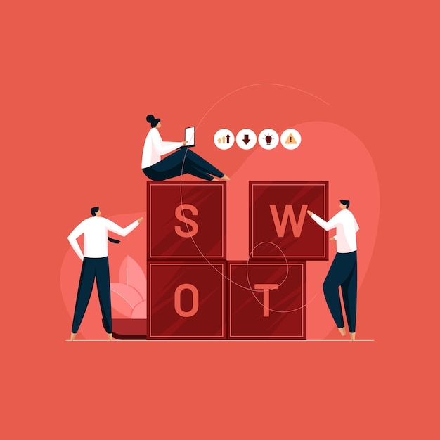 Analisi SWOT infografica di marketing aziendale Studio dettagliato delle opportunità di forza e debolezza