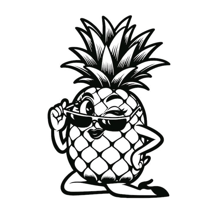 Vettore ananas con occhiali da sole clipart illustrazione vettoriale