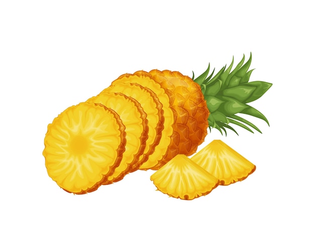 Ananas maturo Ananas tagliato un pezzo di ananas succoso un vettore di frutta tropicale matura