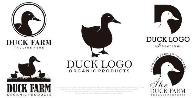 Anatra icon set logo illustrazione vettoriale modello di progettazione