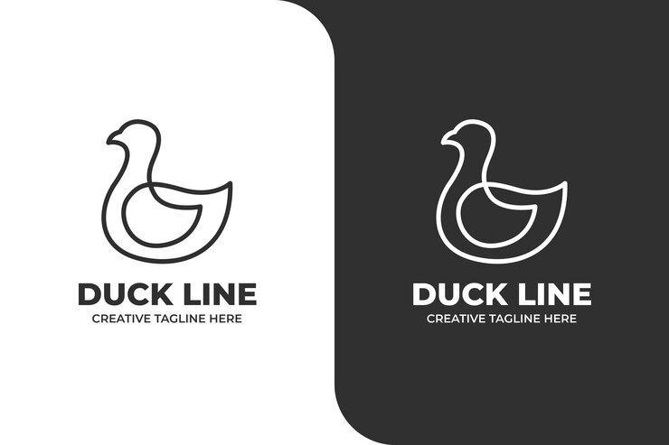Vettore anatra monoline logo minimalista business