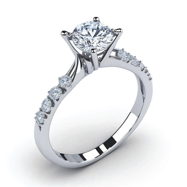 anello con diamante sfondo bianco