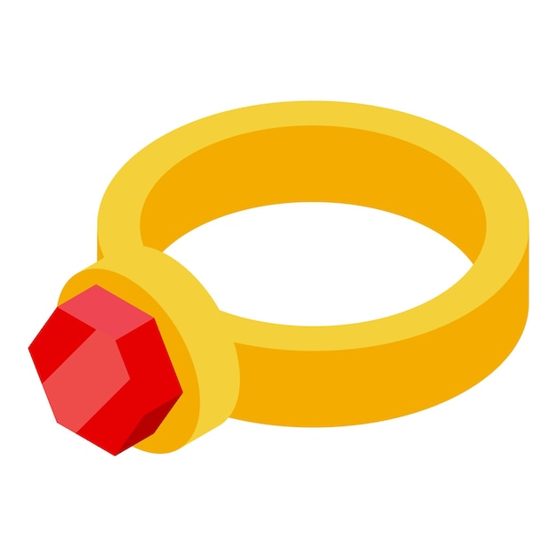 Anello d'oro con gemma rossa scintilla su sfondo bianco