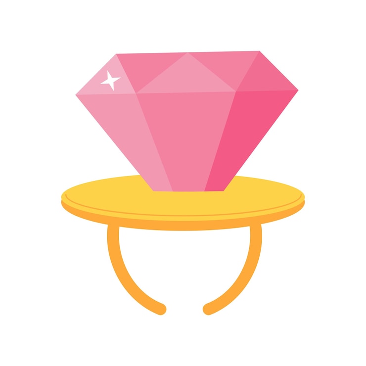 Vettore anello di caramelle di diamante degli anni '90 accessorio da giocattolo di fragola dolce illustrazione vettoriale di cartoni animati piatta isolata