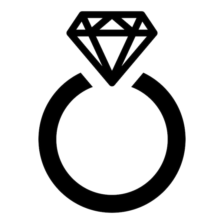 Vettore anello di fidanzamento di diamante icona anello di nozze di diamante