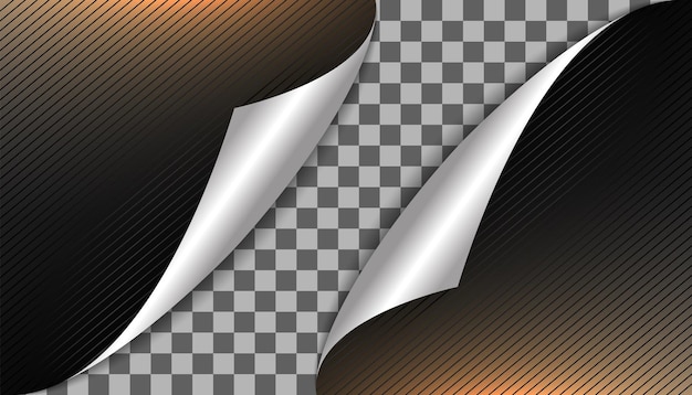 Angolo di carta curvo con ombra su sfondo trasparente