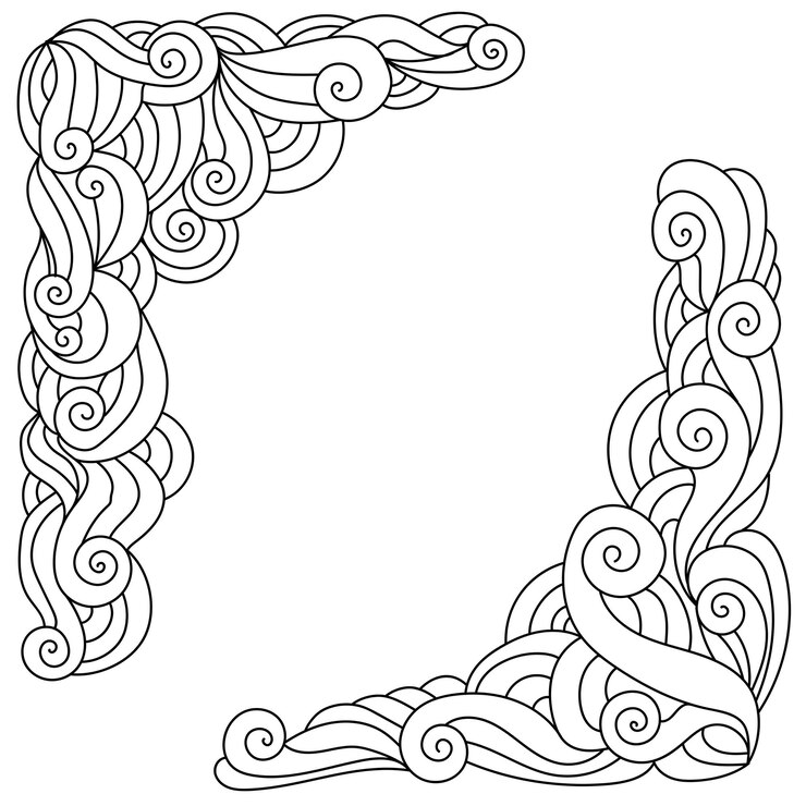 Angolo di Doodle con motivi ornati Pagina da colorare meditativa o elemento decorativo