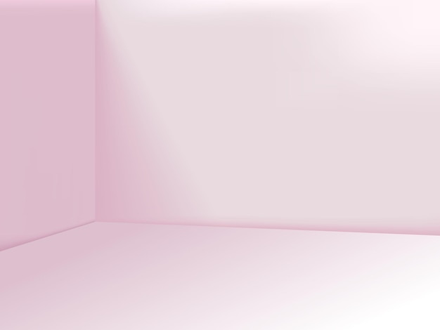 Angolo di stanza rosa a vettori 3D vuoti a pastello con luce