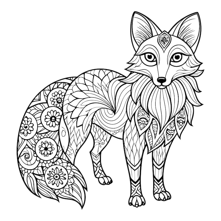Vettore animal mandala design floral animal mandala design mandala design con pagina da colorare animali animali