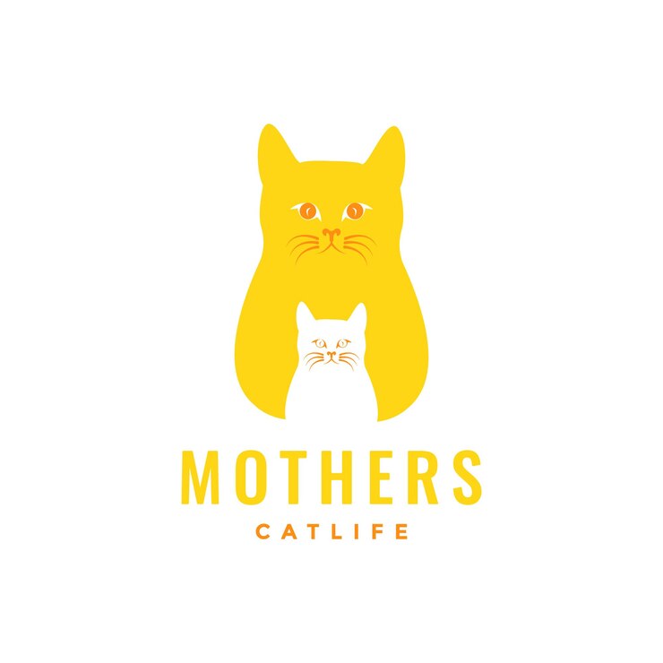 Animale domestico gatto e gattino famiglia mascotte carino moderno logo design vettoriale