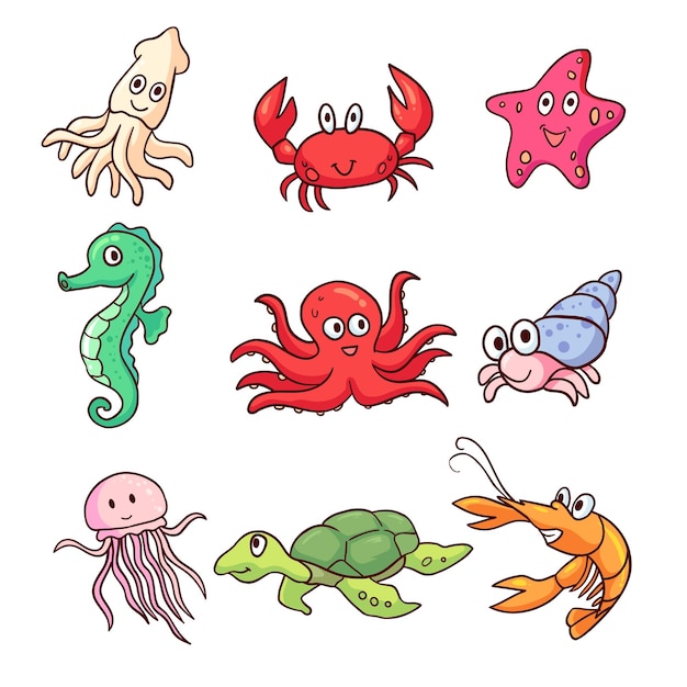 animale marino carino disegnato a mano