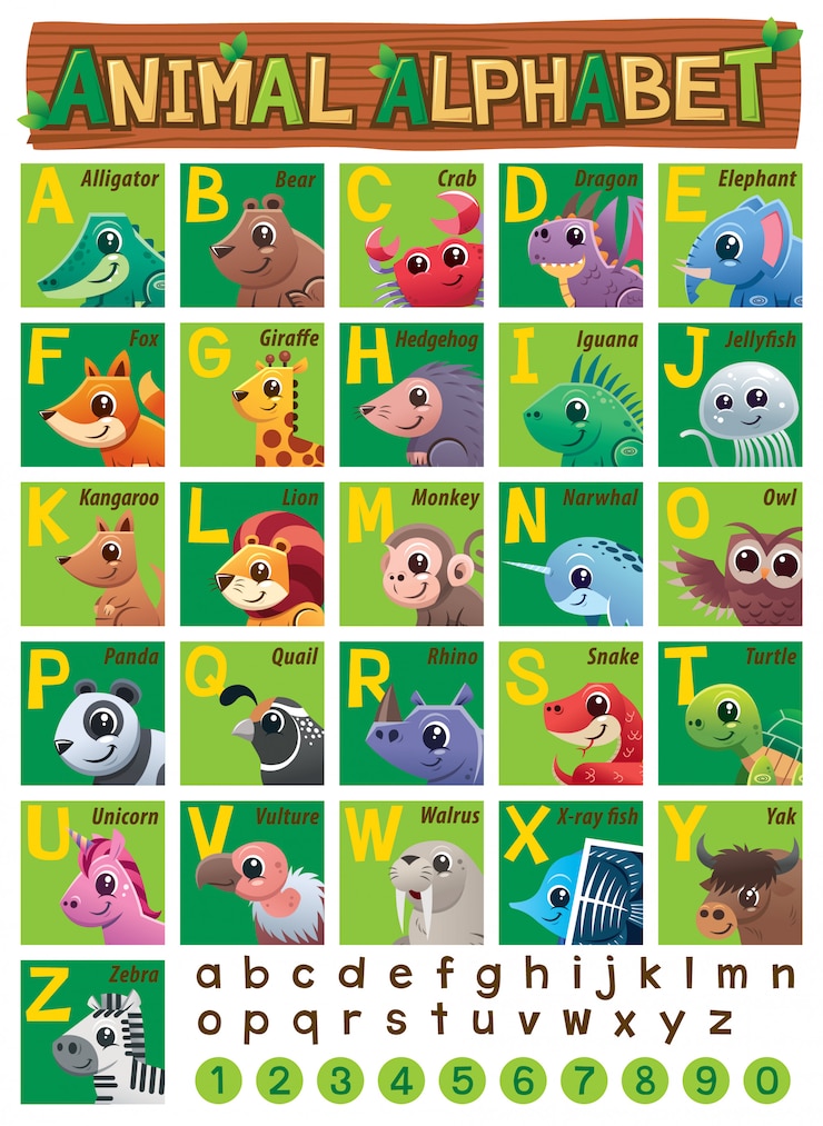 Animali alfabeto educazione per i bambini