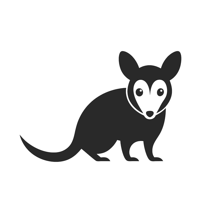 Vettore animals concept possum in flat png illustrazione vettoriale disegno astratto geometrico