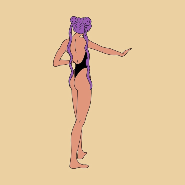 Vettore anime cosplay ragazza cosplay con capelli viola anime illustrazione vettoriale isolata
