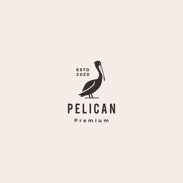 Annata dei pantaloni a vita bassa dell'illustrazione dell'icona di logo della spiaggia della costa dell'uccello del golfo del pellicano retro