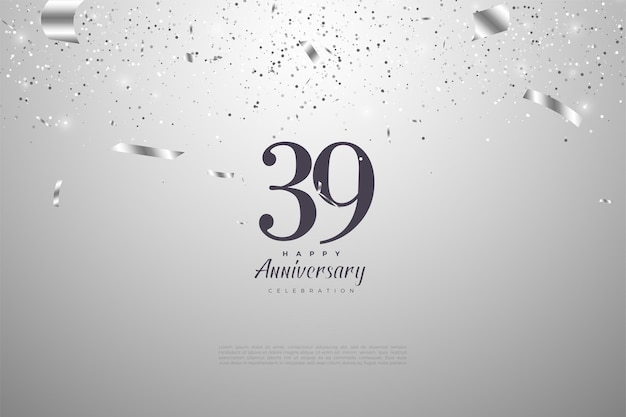 39° anniversario con numeri e sfondo argento