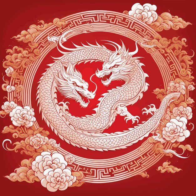 Anno del drago tema cinese illustrazione vettoriale per i loghi delle vostre opere