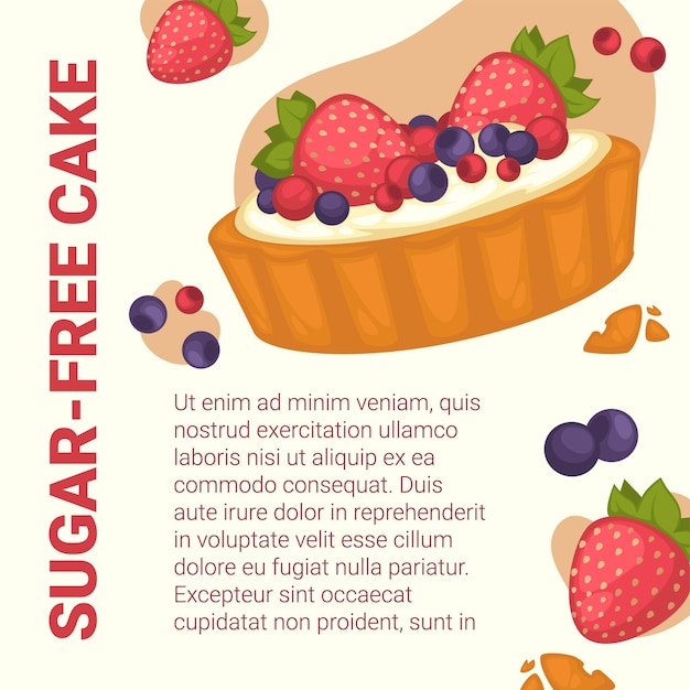 Annunci banner per dolci deliziosi torta senza zucchero