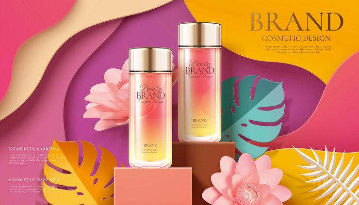Annunci di bottiglie di vetro cosmetico