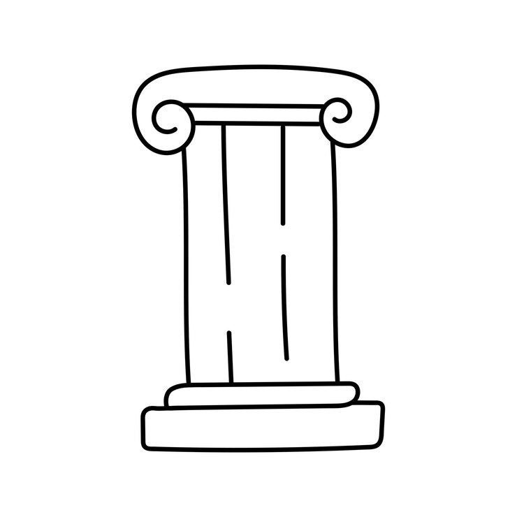 Vettore antica colonna doodle illustrazione vettoriale isolata sullo sfondo