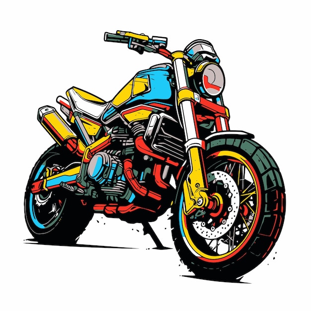 Antica illustrazione di motocicletta in stile pop art