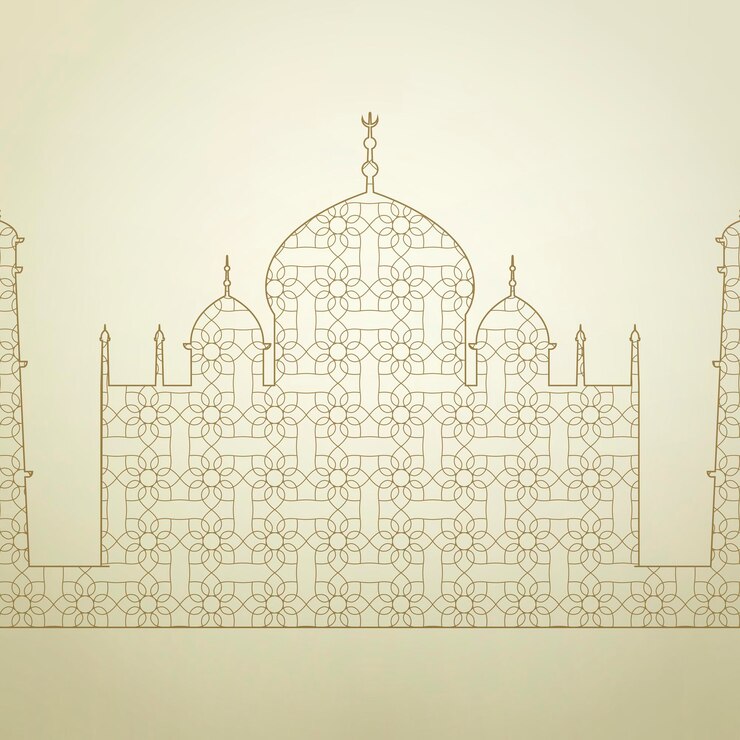 Vettore antica moschea musulmana con motivi