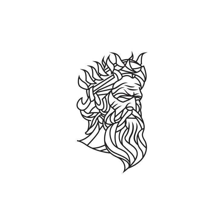 Vettore antica scultura greca illustrazione vettoriale del dio zeu logo design