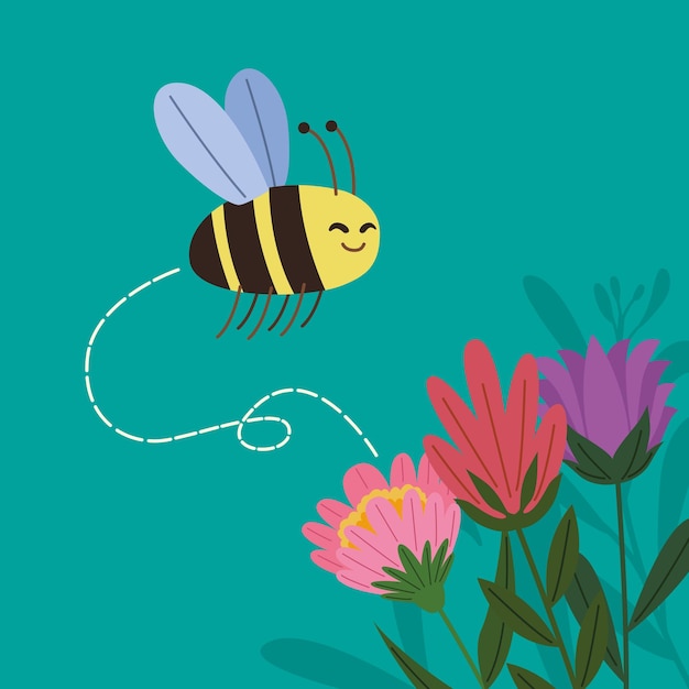Ape con fiori primaverili