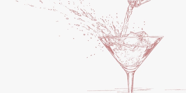 Aperitivo festivo disegnato a mano e bevanda in stile italiano con effetto rumoroso di punto a mezza tonalità Vintage
