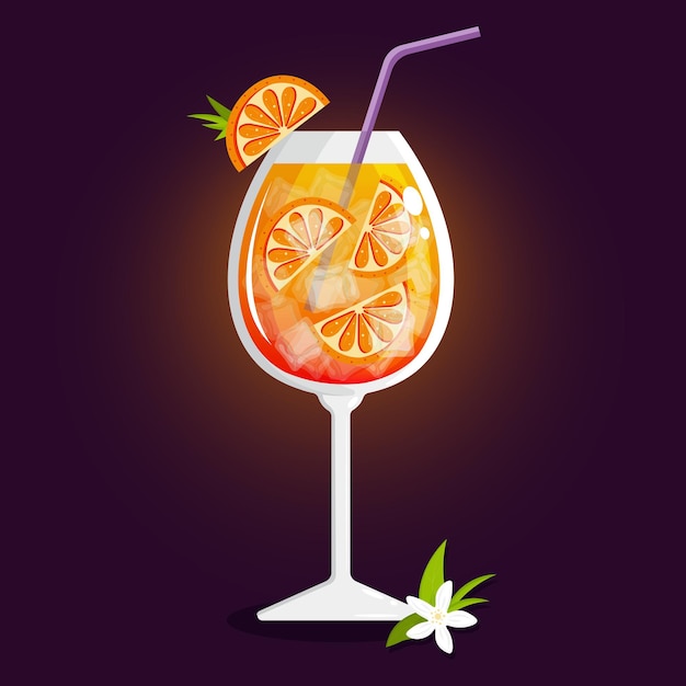 Aperol di cocktail su sfondo viola scuro Illustrazione vettoriale