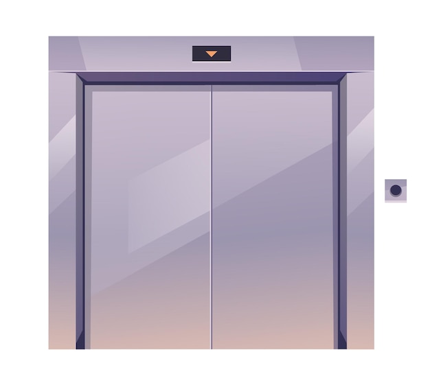 Apertura chiusa elevatore da ufficio rotto concetto interno piatto illustrazione di design grafico