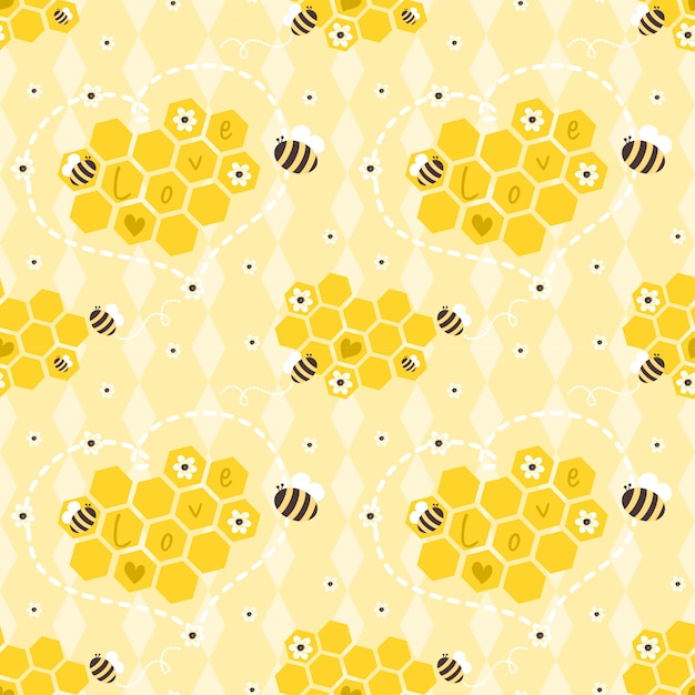 Api seamless pattern e favi