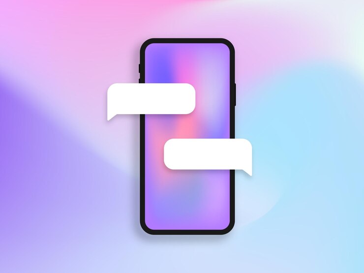 Vettore app mobile con schermo del telefono e applicazioni di social media