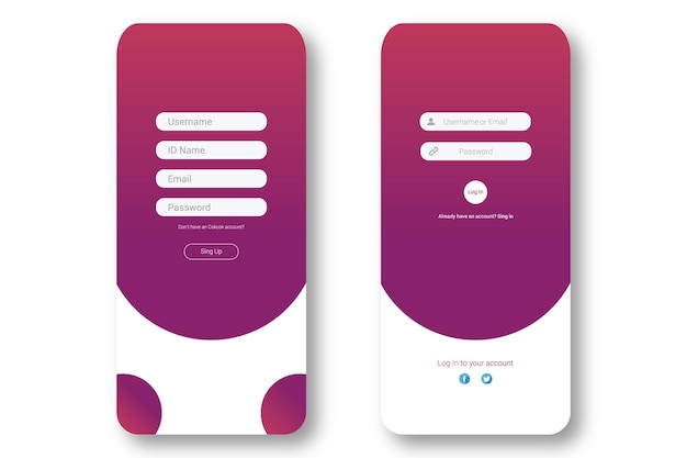 App per dispositivi mobili con varie schermate di accesso