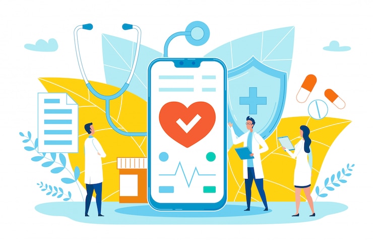 Vettore appartamento di applicazione medica online piana.