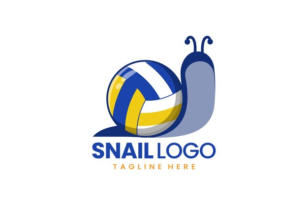 Appartamento moderno semplice logo lumaca volley ball logo modello icona simbolo disegno vettoriale illustrazione