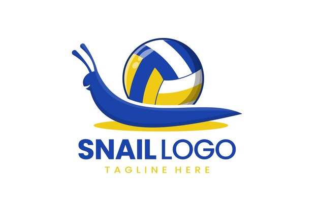 Appartamento moderno semplice logo lumaca volley ball logo modello icona simbolo disegno vettoriale illustrazione