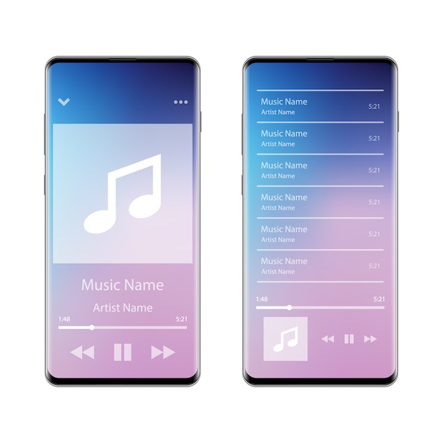 Applicazione di interfaccia del lettore musicale su smartphone
