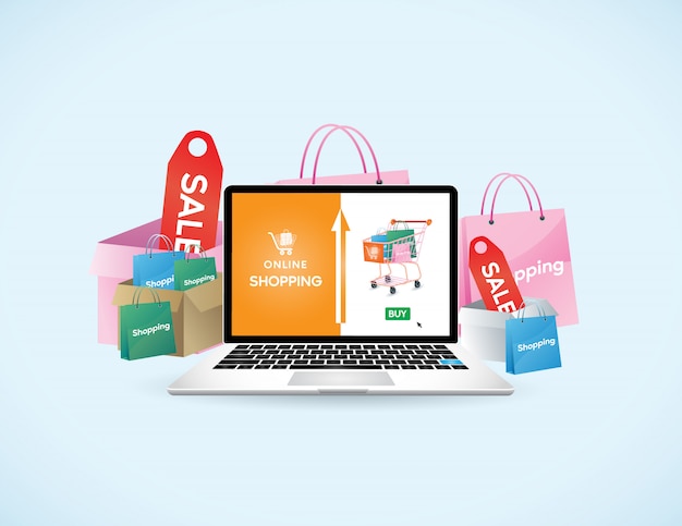 Applicazione mobile, acquisti online sul sito Web, concetto di vettore