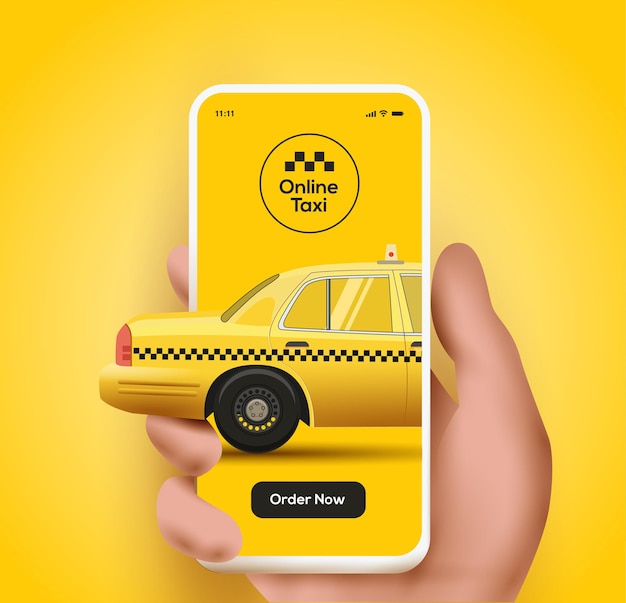 Applicazione mobile taxi o illustrazione di concetto online di ordinazione di taxi