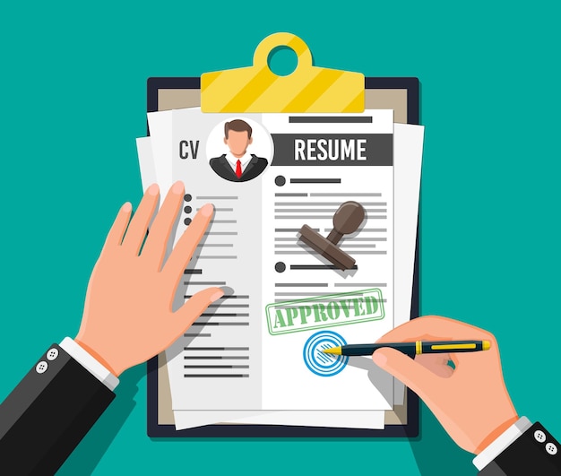 Appunti con domanda di lavoro e penna