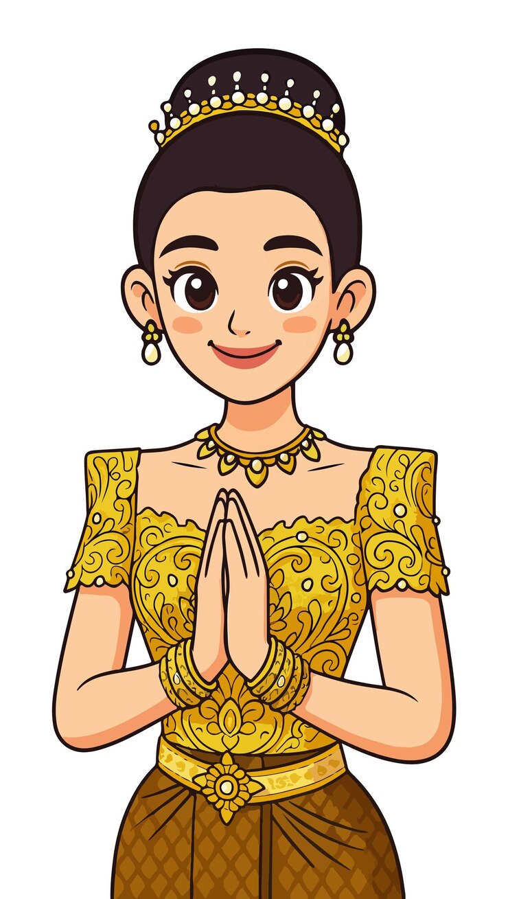 Vettore apsara in traditional cambodian attire