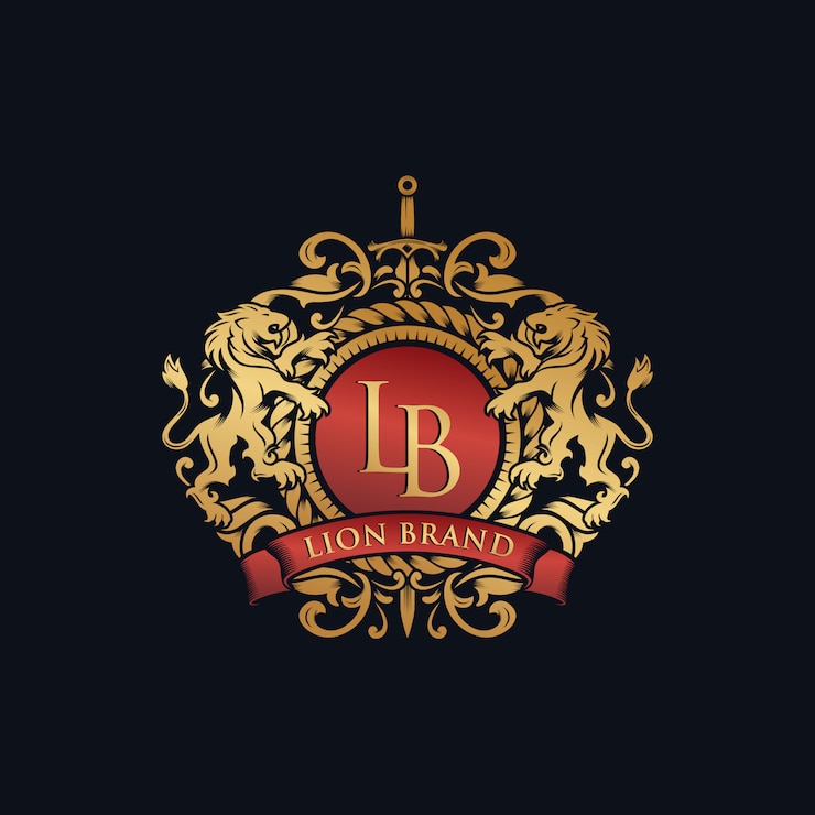 Vettore araldica lion brand logo design