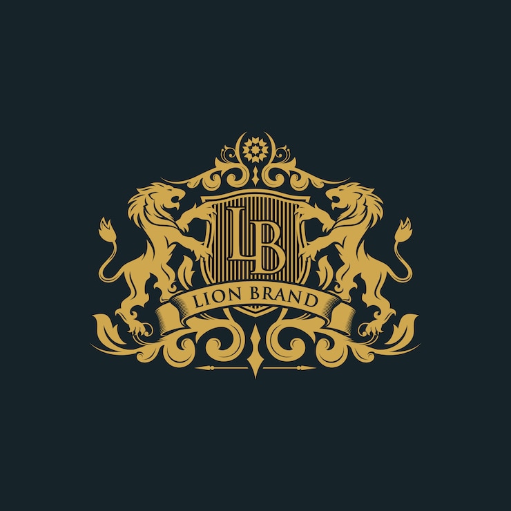 Vettore araldica lion brand logo design