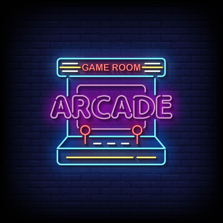 Vettore arcade insegne al neon stile testo vettore