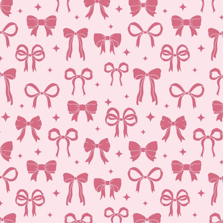 Archi e nastri rosa modello senza cuciture Valentini design sfondo coquette nucleo vettore disegnato a mano
