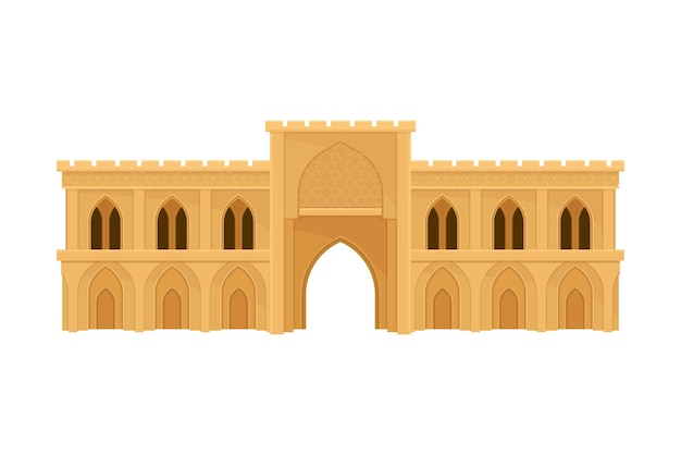 Architettura araba e costruzione con illustrazione vettoriale di ornamenti geometrici