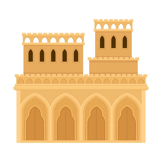 Architettura araba e costruzione con illustrazione vettoriale di ornamenti geometrici