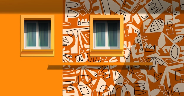 Architettura costruzione arte stampa illustrazione vettoriale forme stampabili colorate poster di architettura