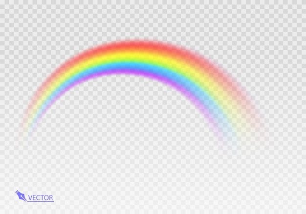 Arco a forma d'arcobaleno realistico isolato su uno sfondo trasparente Luce colorata e design luminoso